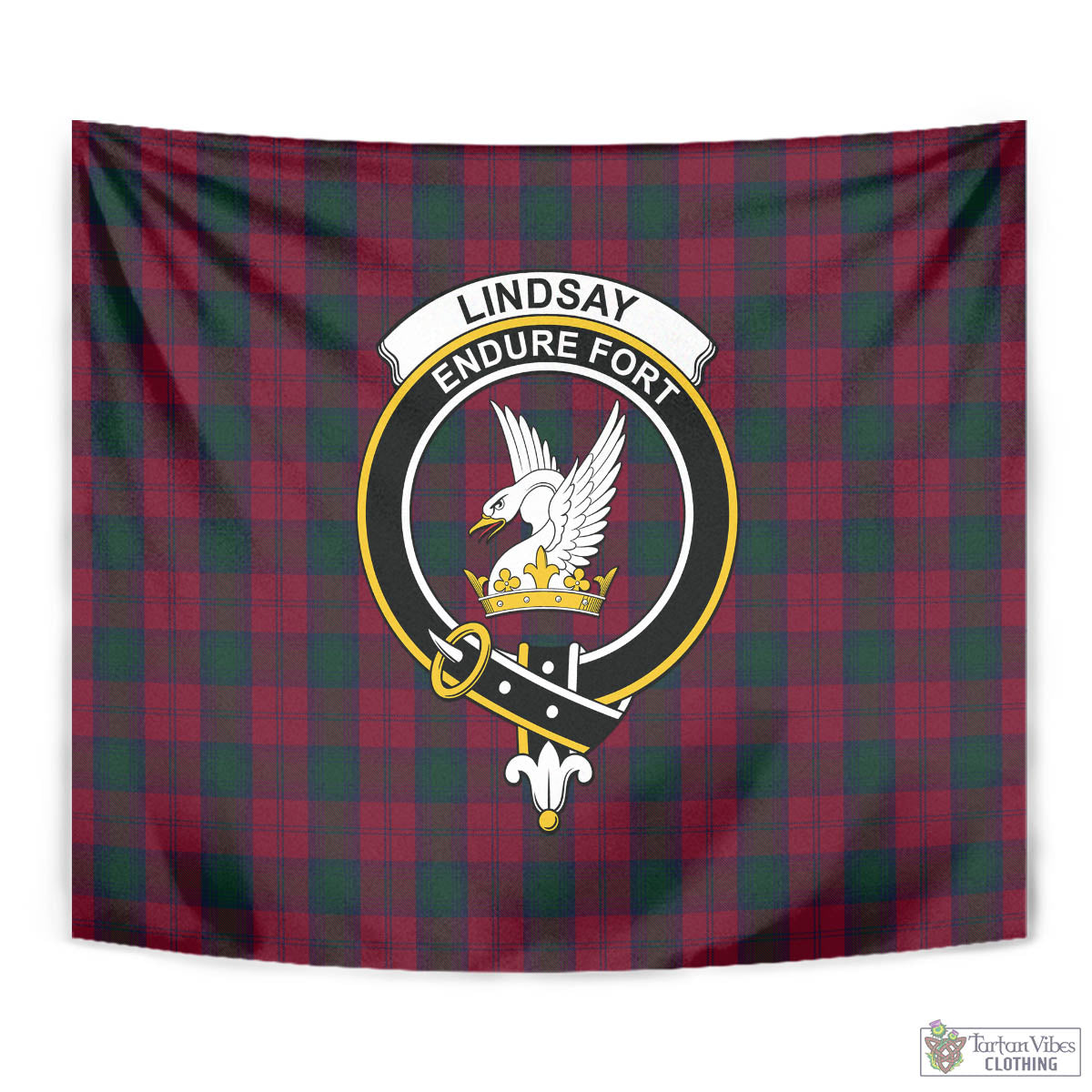 Tartan Vibes Clothing Lindsay Tartan Tapestry Wall Hanging and Home Decor for Room with Family Crest