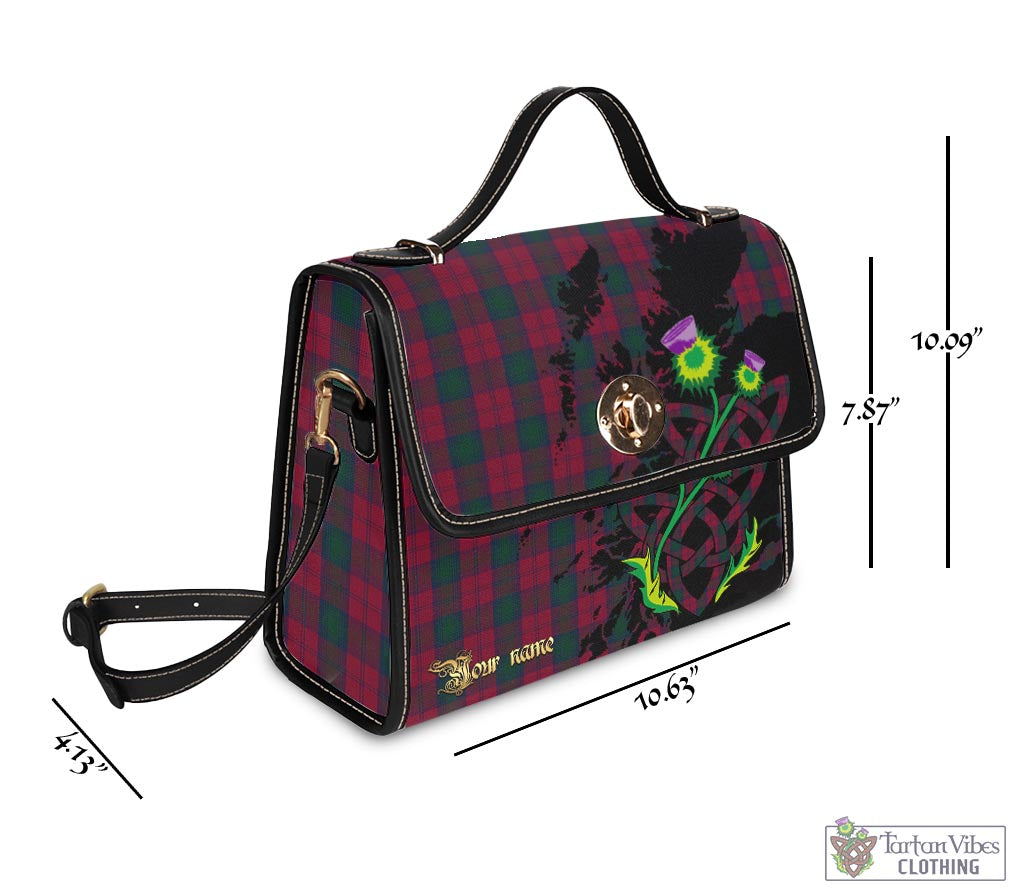 Tartan Vibes Clothing Lindsay Tartan Waterproof Canvas Bag with Scotland Map and Thistle Celtic Accents