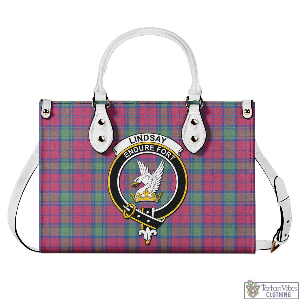 Tartan Vibes Clothing Lindsay Ancient Tartan Luxury Leather Handbags with Family Crest