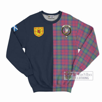 Lindsay Ancient Tartan Sweatshirt with Scottish Lion Royal Arm Half Style