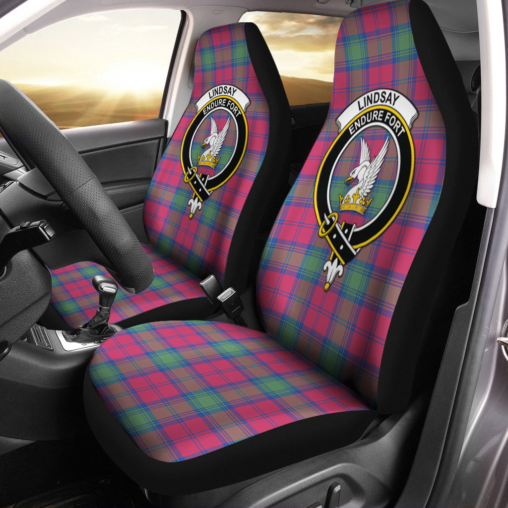 Lindsay Ancient Tartan Car Seat Cover with Family Crest One Size - Tartanvibesclothing