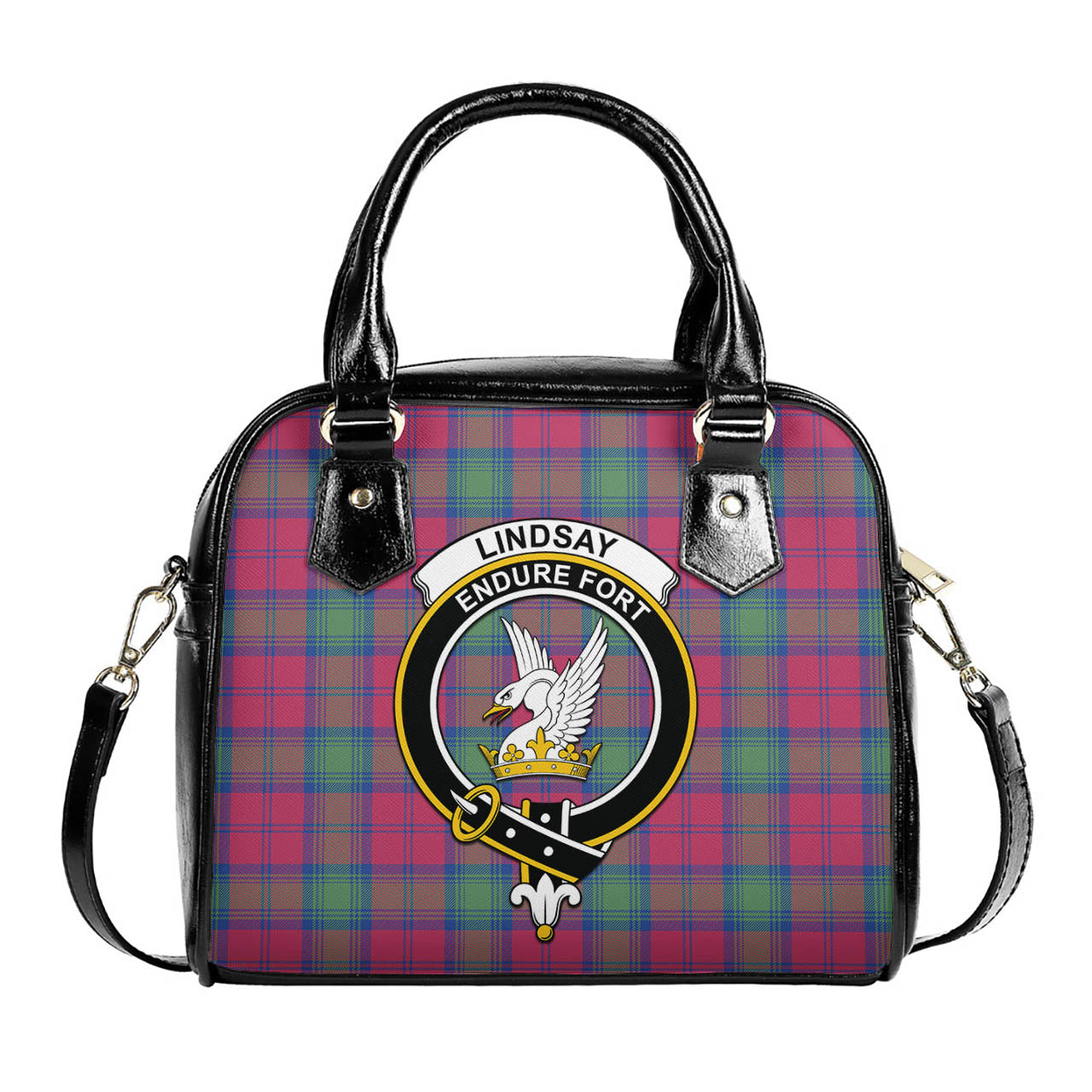 Lindsay Ancient Tartan Shoulder Handbags with Family Crest One Size 6*25*22 cm - Tartanvibesclothing