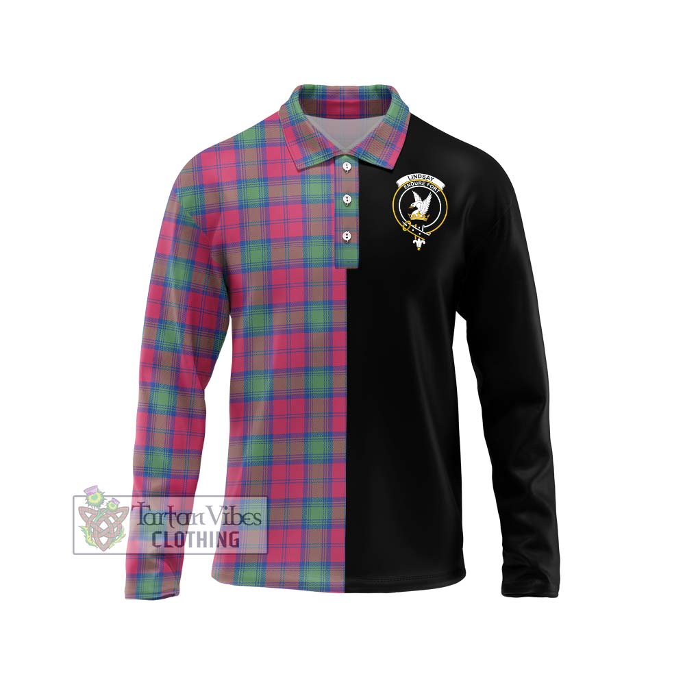 Tartan Vibes Clothing Lindsay Ancient Tartan Long Sleeve Polo Shirt with Family Crest and Half Of Me Style