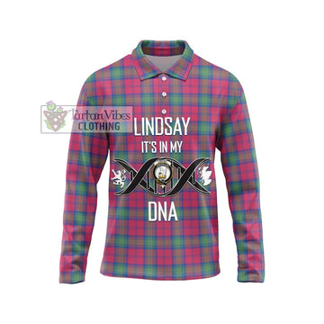 Lindsay Ancient Tartan Long Sleeve Polo Shirt with Family Crest DNA In Me Style