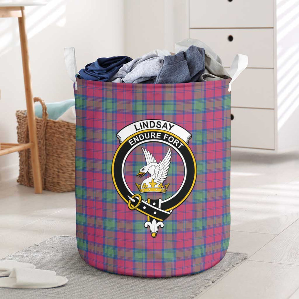 Lindsay Ancient Tartan Laundry Basket with Family Crest One Size - Tartanvibesclothing Shop