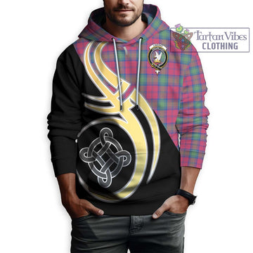 Lindsay Ancient Tartan Hoodie with Family Crest and Celtic Symbol Style