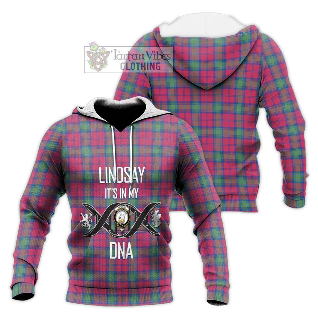 Lindsay Ancient Tartan Knitted Hoodie with Family Crest DNA In Me Style Unisex Knitted Pullover Hoodie - Tartanvibesclothing Shop