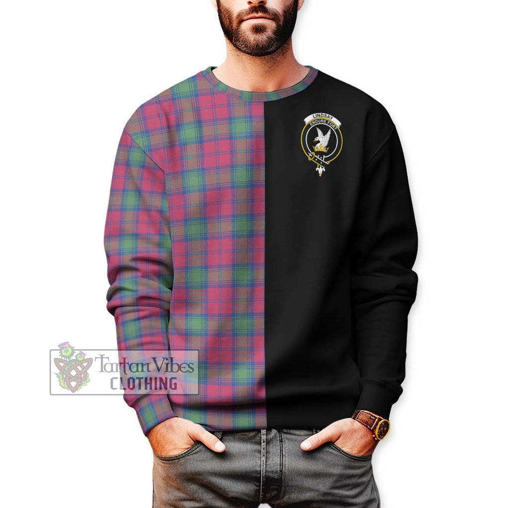 Lindsay Ancient Tartan Sweatshirt with Family Crest and Half Of Me Style Unisex - Tartanvibesclothing Shop