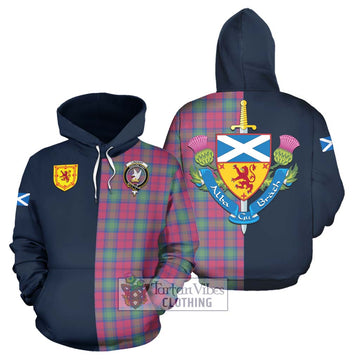 Lindsay Ancient Tartan Hoodie with Scottish Lion Royal Arm Half Style