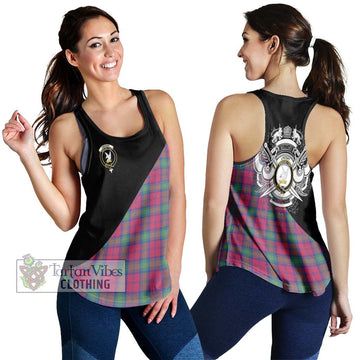 Lindsay Ancient Tartan Women's Racerback Tanks with Family Crest and Military Logo Style