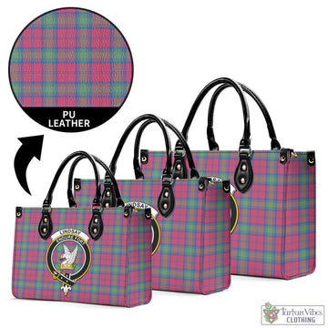 Lindsay Ancient Tartan Luxury Leather Handbags with Family Crest