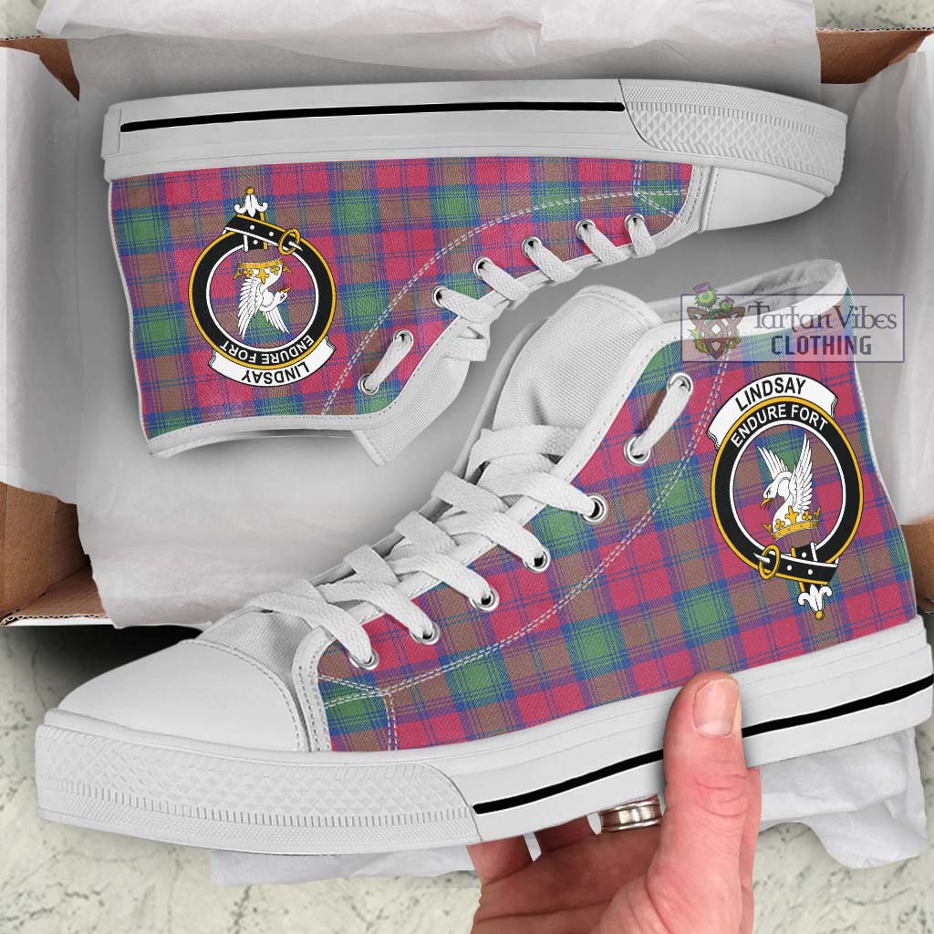 Tartan Vibes Clothing Lindsay Ancient Tartan High Top Shoes with Family Crest