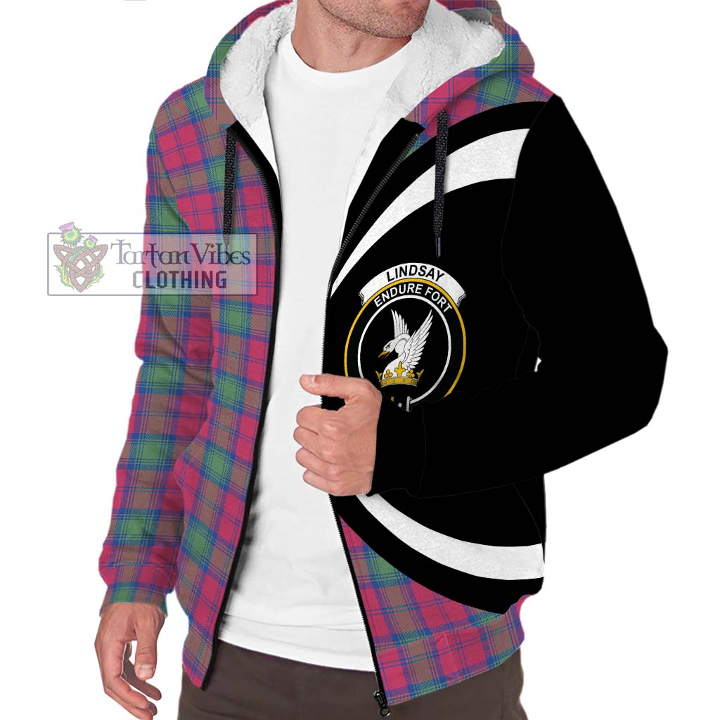 Lindsay Ancient Tartan Sherpa Hoodie with Family Crest Circle Style Unisex S - Tartan Vibes Clothing