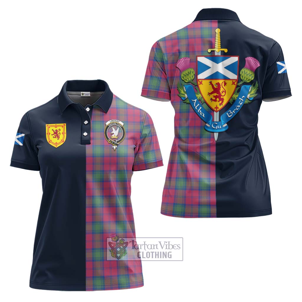 Tartan Vibes Clothing Lindsay Ancient Tartan Women's Polo Shirt with Scottish Lion Royal Arm Half Style