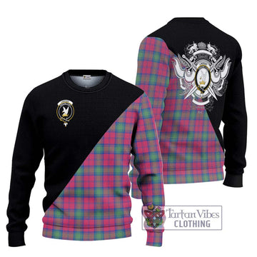 Lindsay Ancient Tartan Ugly Sweater with Family Crest and Military Logo Style