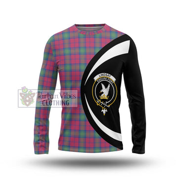 Lindsay Ancient Tartan Long Sleeve T-Shirt with Family Crest Circle Style