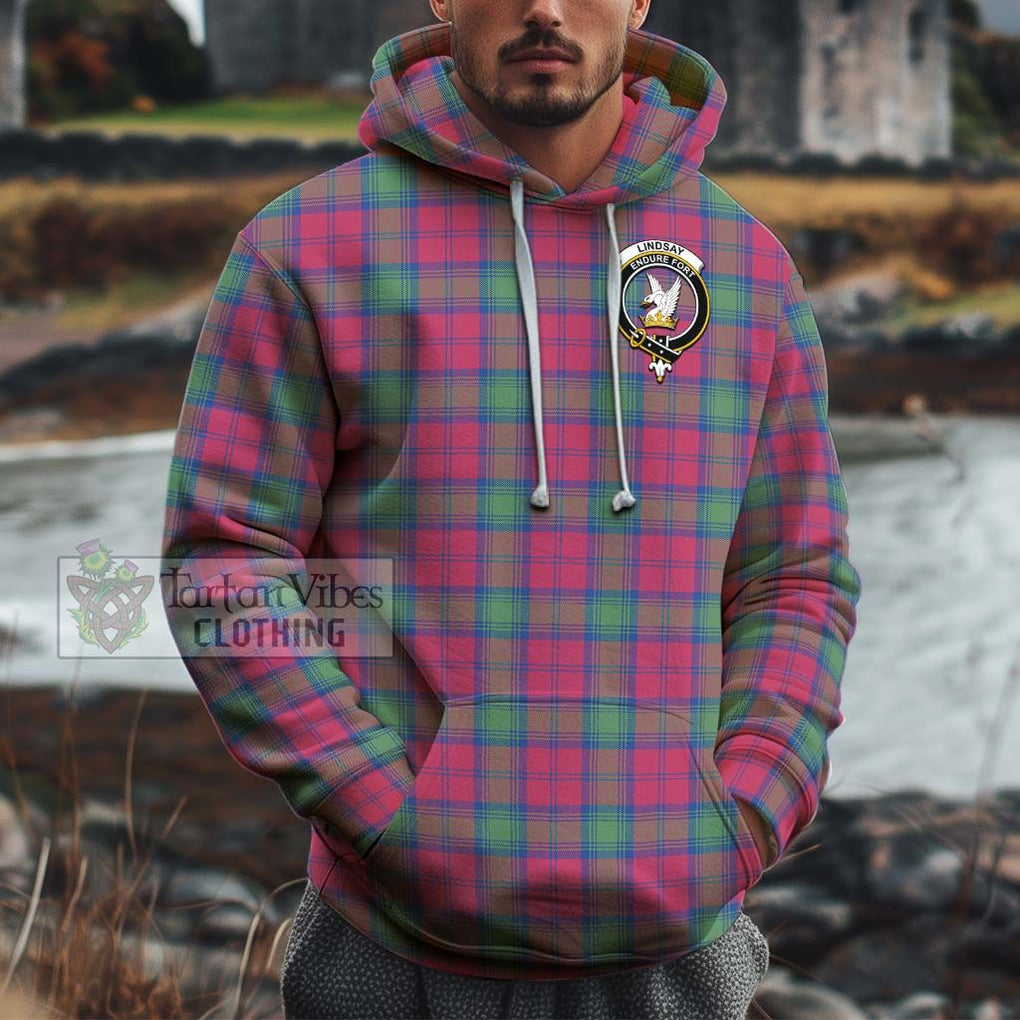 Lindsay Ancient Tartan Cotton Hoodie with Family Crest Pullover Hoodie XS - Tartan Vibes Clothing