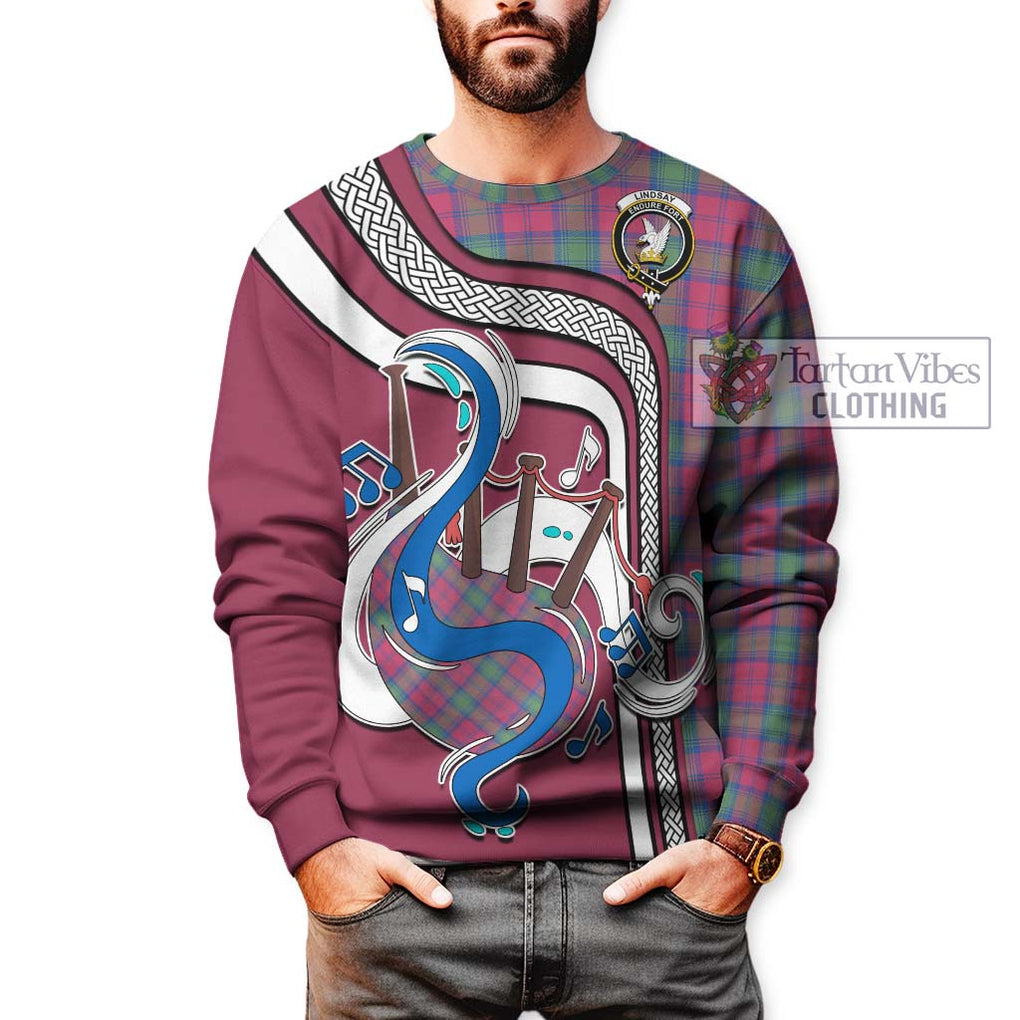 Tartan Vibes Clothing Lindsay Ancient Tartan Sweatshirt with Epic Bagpipe Style