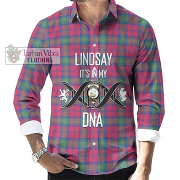 Lindsay Ancient Tartan Long Sleeve Button Shirt with Family Crest DNA In Me Style