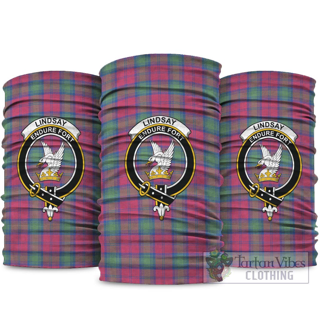 Lindsay Ancient Tartan Neck Gaiters, Tartan Bandanas, Tartan Head Band with Family Crest