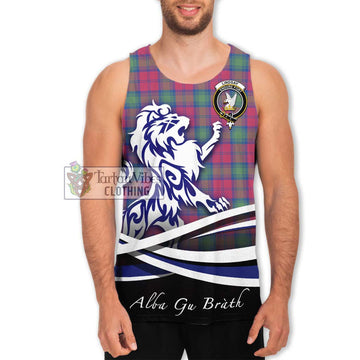 Lindsay Ancient Tartan Men's Tank Top with Alba Gu Brath Regal Lion Emblem