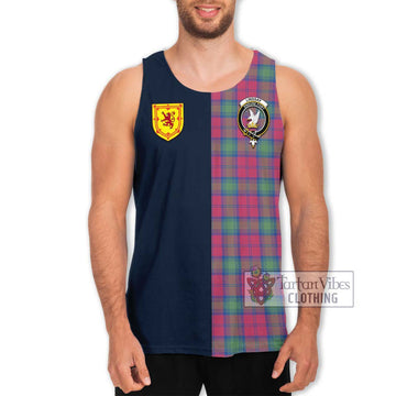 Lindsay Ancient Tartan Men's Tank Top Alba with Scottish Lion Royal Arm Half Style