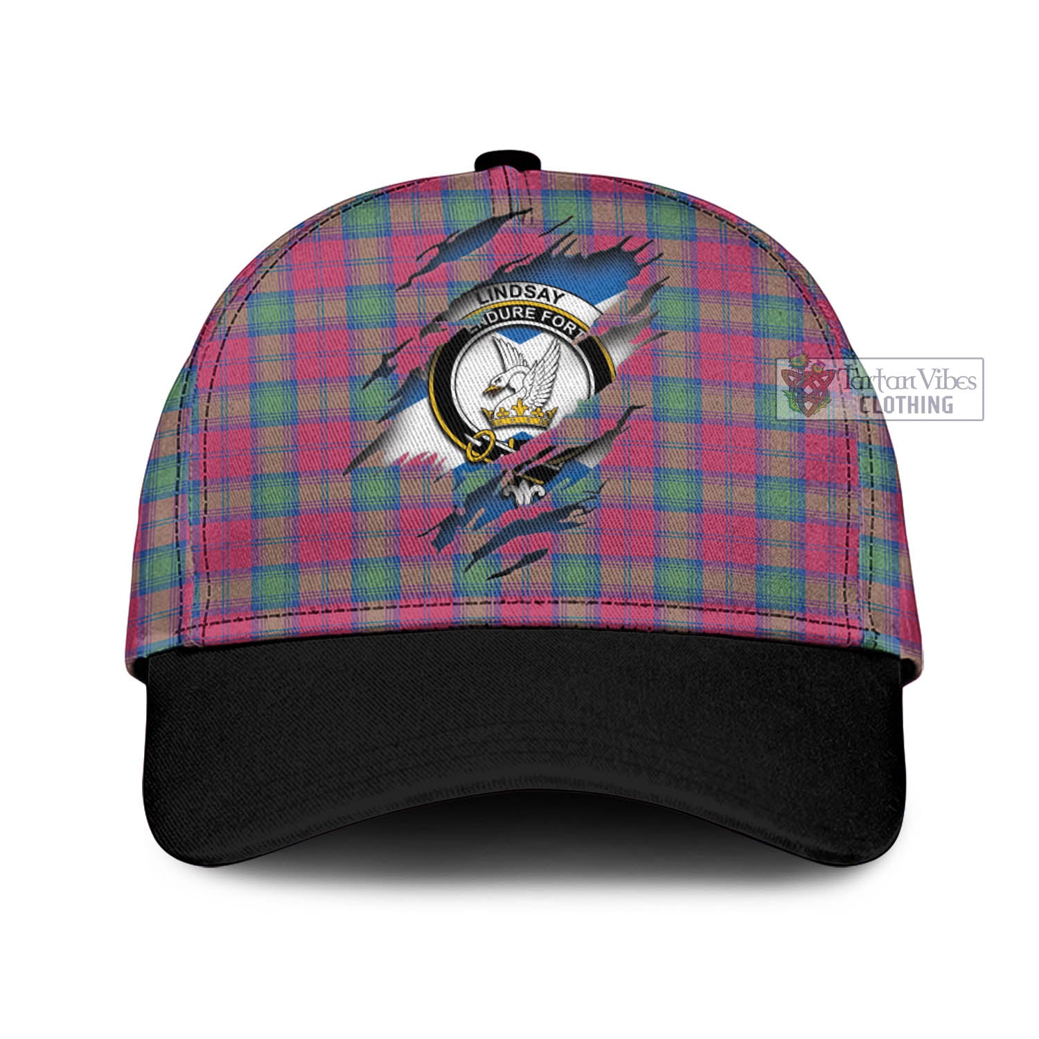 Tartan Vibes Clothing Lindsay Ancient Tartan Classic Cap with Family Crest In Me Style