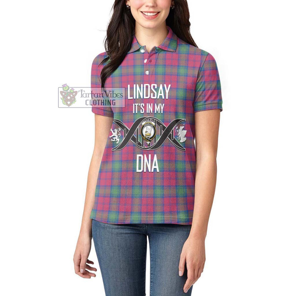 Lindsay Ancient Tartan Women's Polo Shirt with Family Crest DNA In Me Style Women - Tartanvibesclothing Shop