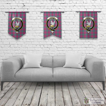 Lindsay Ancient Tartan Gonfalon, Tartan Banner with Family Crest