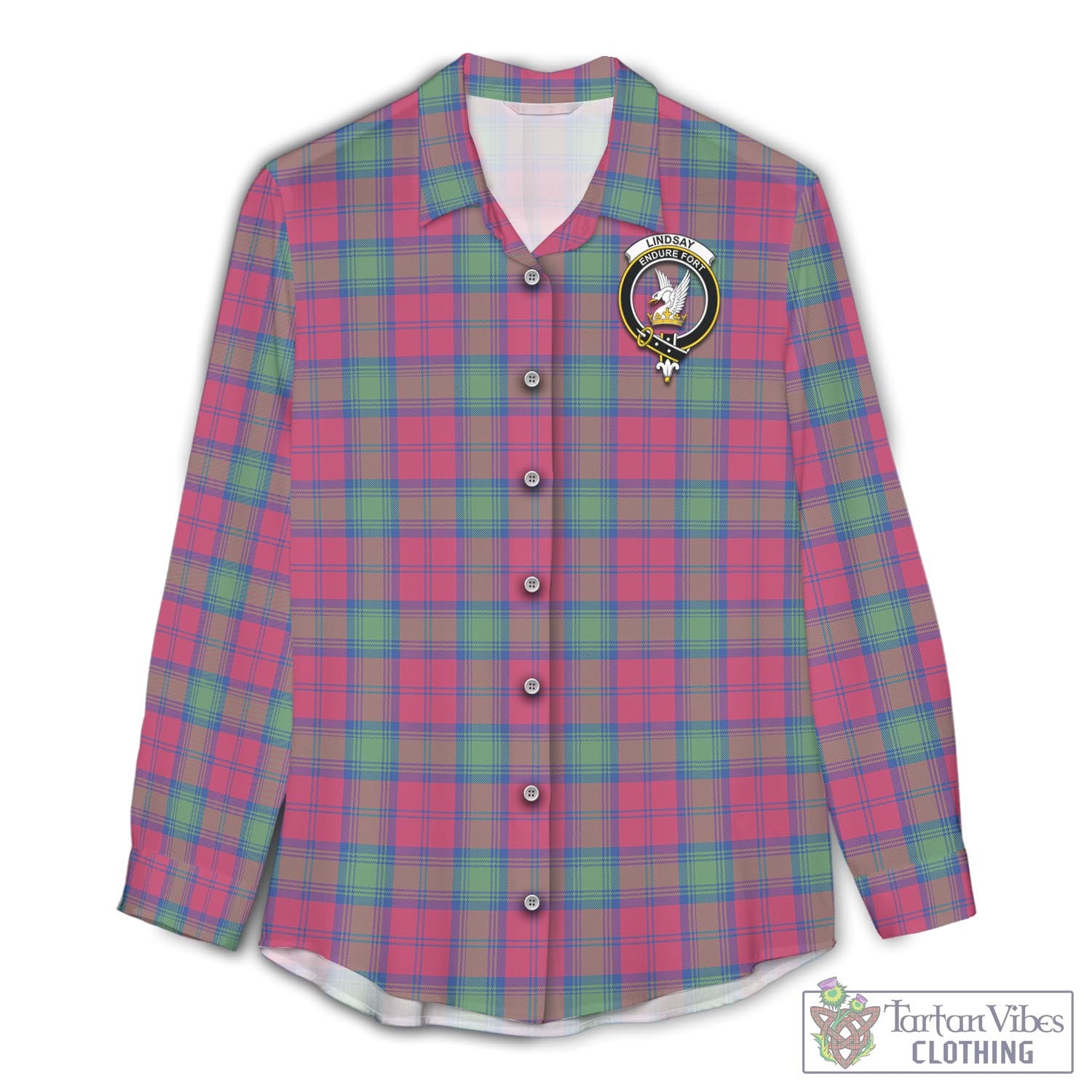 Tartan Vibes Clothing Lindsay Ancient Tartan Womens Casual Shirt with Family Crest