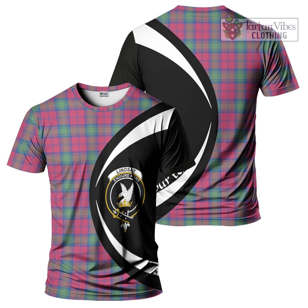 Tartan Vibes Clothing Lindsay Ancient Tartan T-Shirt with Family Crest Circle Style