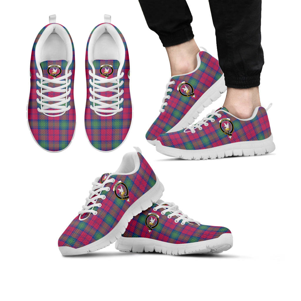 Lindsay Ancient Tartan Sneakers with Family Crest Kid's Sneakers - Tartan Vibes Clothing