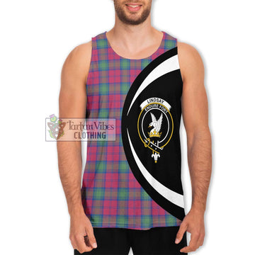 Lindsay Ancient Tartan Men's Tank Top with Family Crest Circle Style