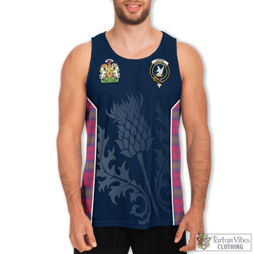 Lindsay Ancient Tartan Men's Tanks Top with Family Crest and Scottish Thistle Vibes Sport Style