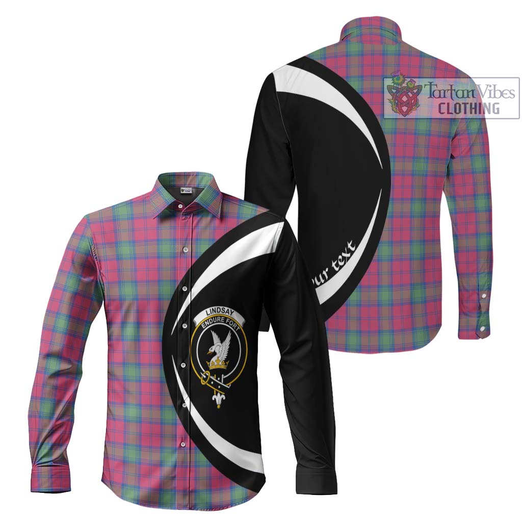 Lindsay Ancient Tartan Long Sleeve Button Up with Family Crest Circle Style Men's Shirt S - Tartan Vibes Clothing