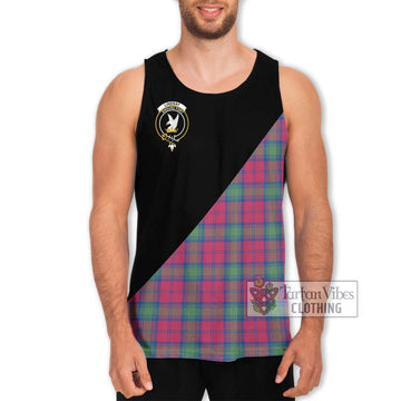 Lindsay Ancient Tartan Men's Tank Top with Family Crest and Military Logo Style