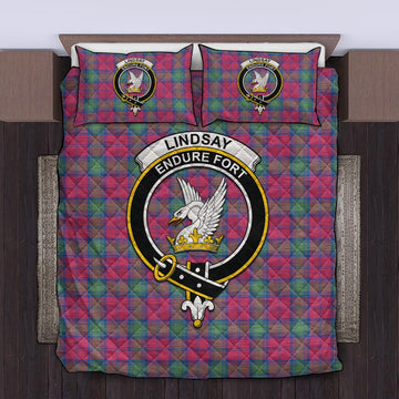 Lindsay Ancient Tartan Quilt Bed Set with Family Crest