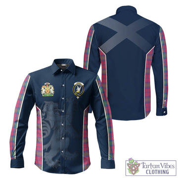 Lindsay Ancient Tartan Long Sleeve Button Up Shirt with Family Crest and Lion Rampant Vibes Sport Style