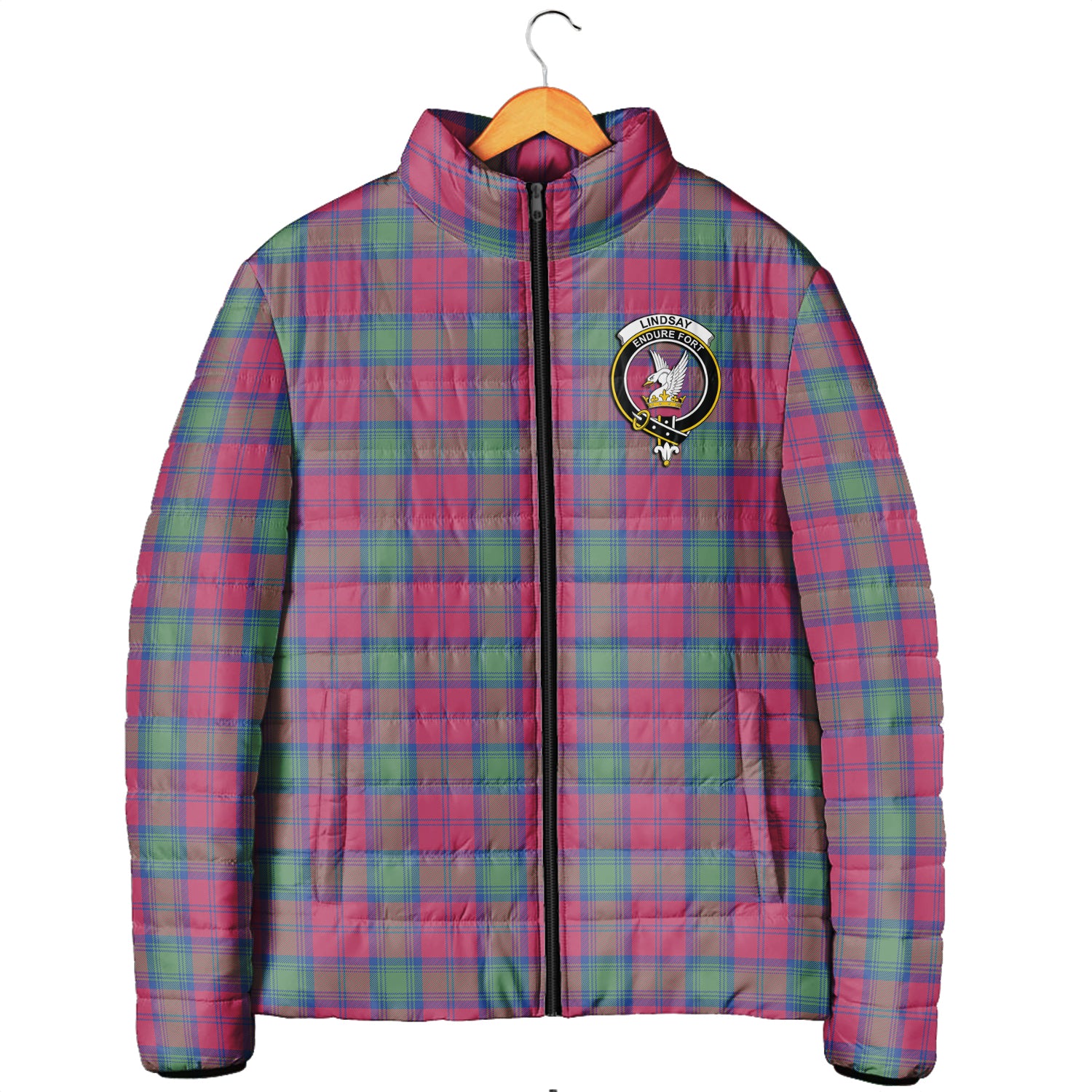 Lindsay Ancient Tartan Padded Jacket with Family Crest Men's Padded Jacket - Tartan Vibes Clothing