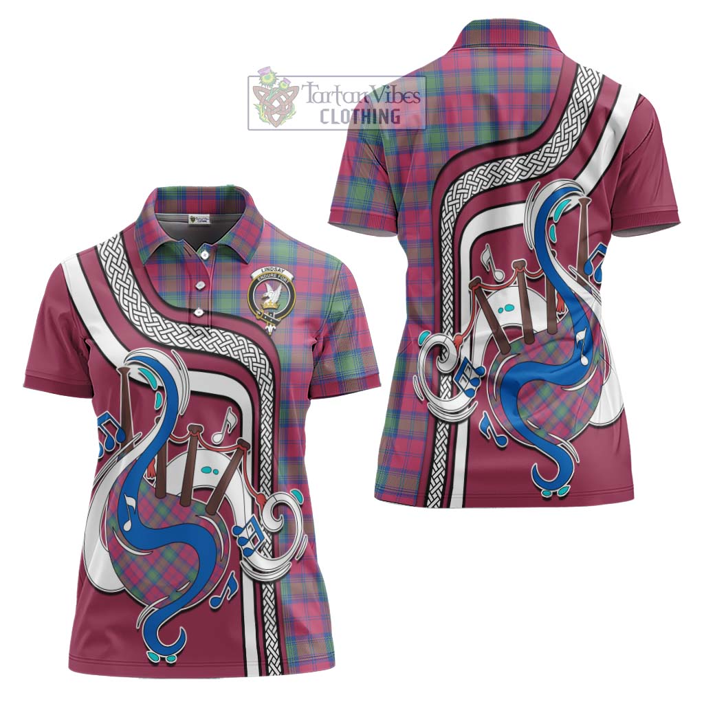 Tartan Vibes Clothing Lindsay Ancient Tartan Women's Polo Shirt with Epic Bagpipe Style