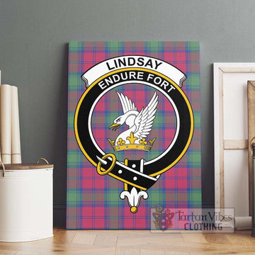 Lindsay Ancient Tartan Canvas Print Wall Art with Family Crest