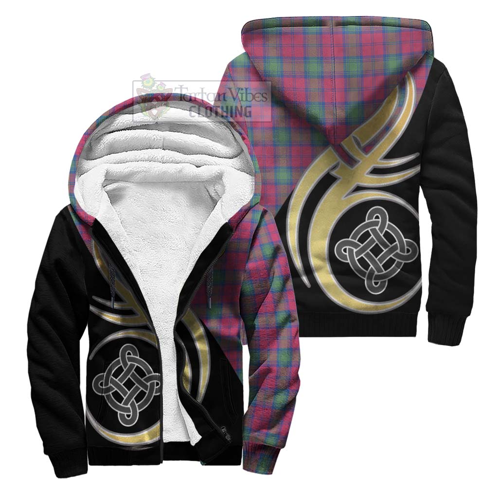 Lindsay Ancient Tartan Sherpa Hoodie with Family Crest and Celtic Symbol Style Unisex S - Tartan Vibes Clothing