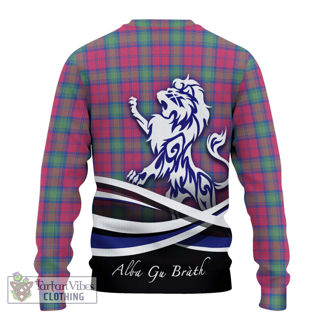 Lindsay Ancient Tartan Knitted Sweater with Alba Gu Brath Regal Lion Emblem - Tartanvibesclothing Shop