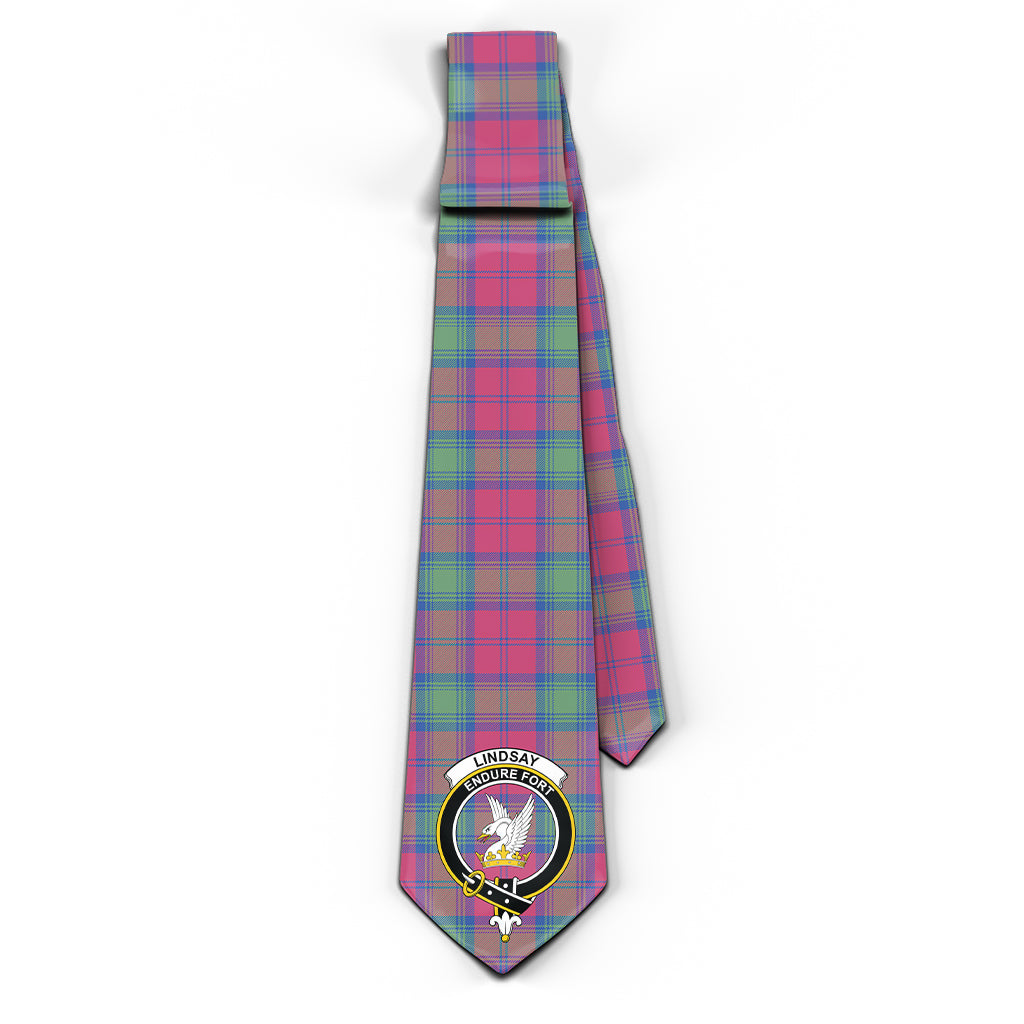 Lindsay Ancient Tartan Classic Necktie with Family Crest - Tartan Vibes Clothing