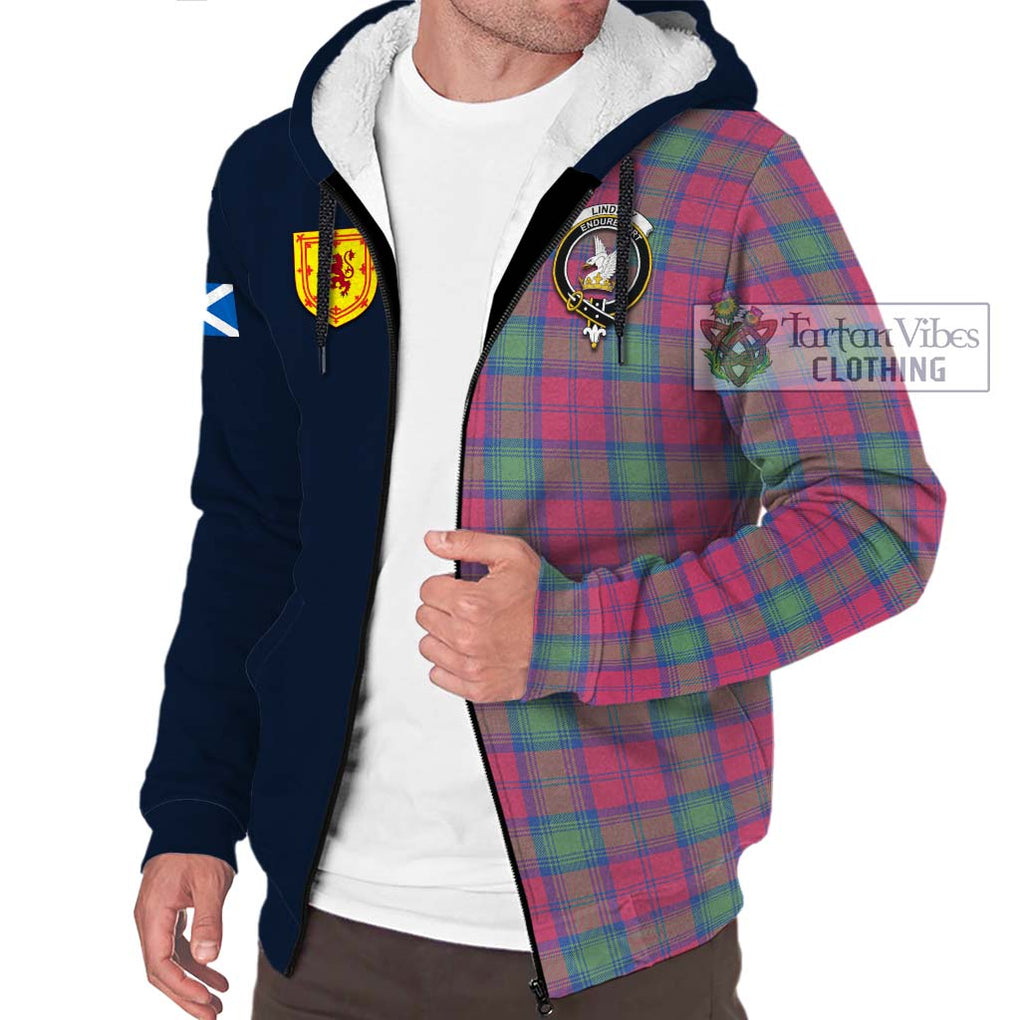 Tartan Vibes Clothing Lindsay Ancient Tartan Sherpa Hoodie with Scottish Lion Royal Arm Half Style