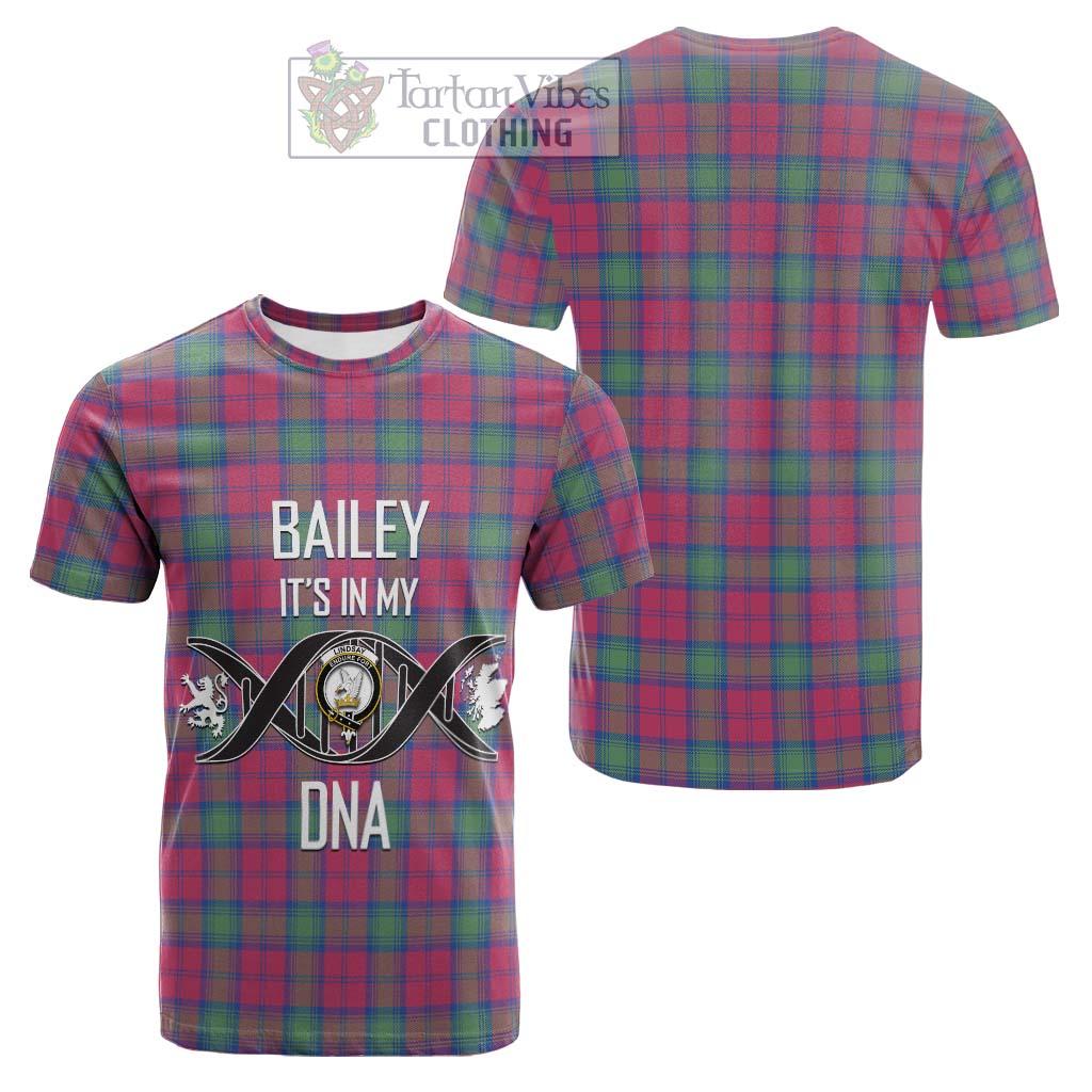 Tartan Vibes Clothing Lindsay Ancient Tartan Cotton T-shirt with Family Crest DNA In Me Style