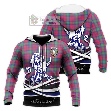 Lindsay Ancient Tartan Knitted Hoodie with Alba Gu Brath Regal Lion Emblem