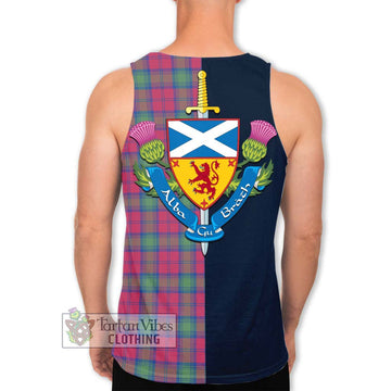 Lindsay Ancient Tartan Men's Tank Top Alba with Scottish Lion Royal Arm Half Style