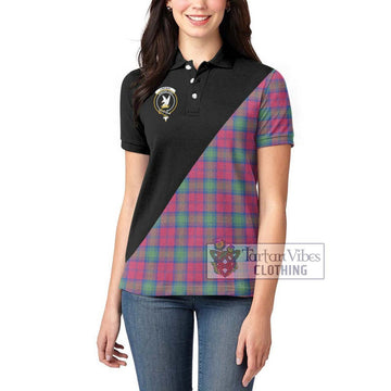 Lindsay Ancient Tartan Women's Polo Shirt with Family Crest and Military Logo Style