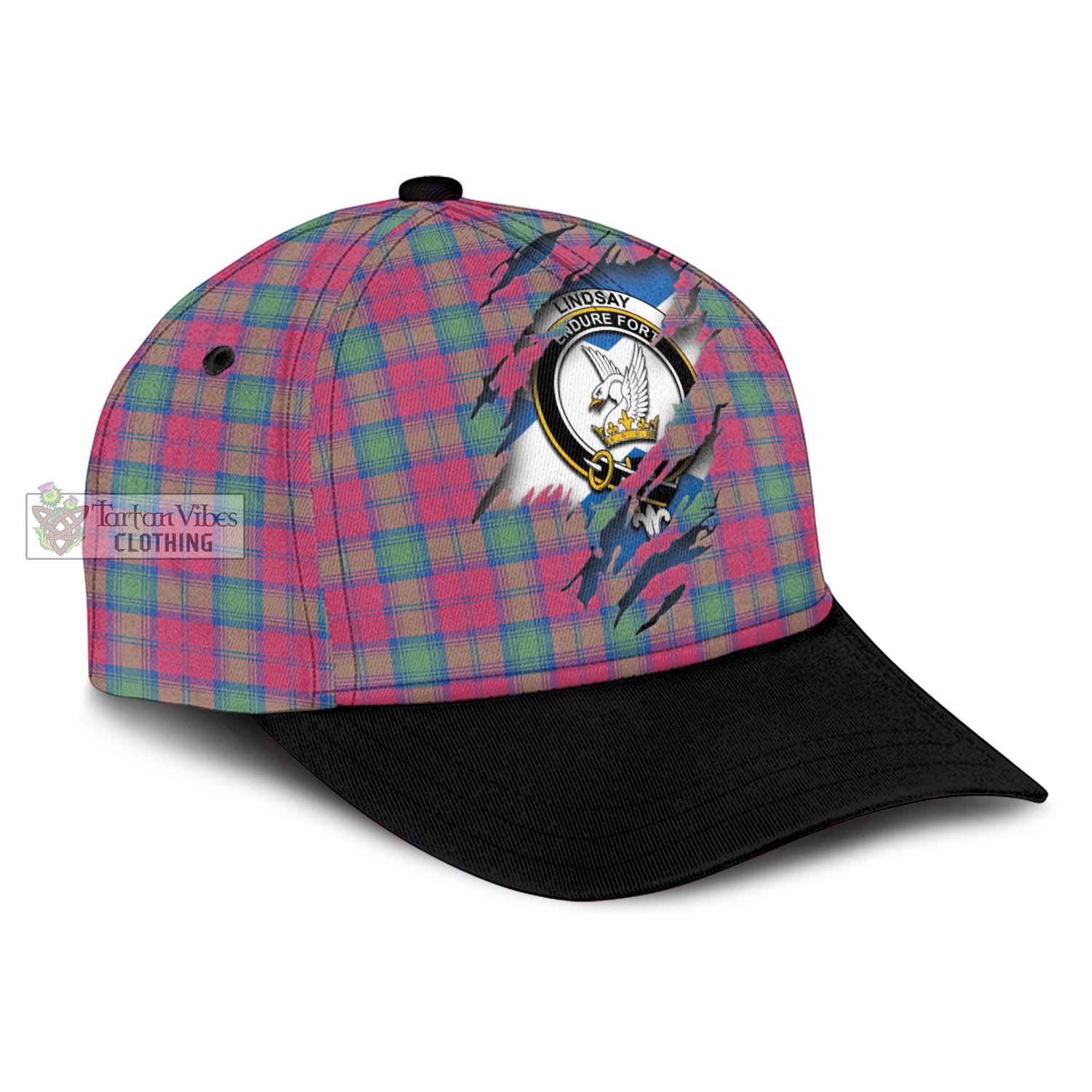 Tartan Vibes Clothing Lindsay Ancient Tartan Classic Cap with Family Crest In Me Style